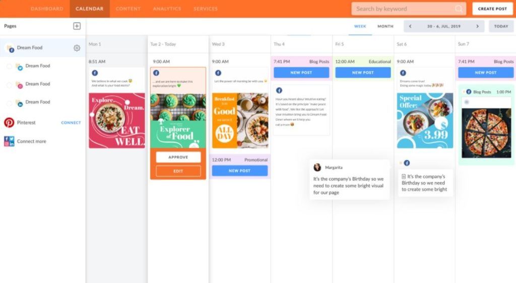 social media content calendar
